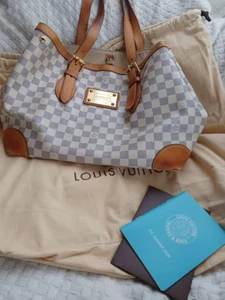 LOUIS VUITTON N51206 Hampstead MM Shoulder Bag Damier Azur Leather W/Storage Bag - Picture 1 of 18