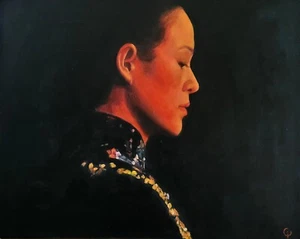 Midnight Candle, Original Oil painting, Portrait,Contemporary, Size 20"x16", US - Bild 1 von 6