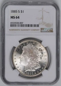 1885-S Morgan Silver Dollar MS64 NGC - Picture 1 of 4