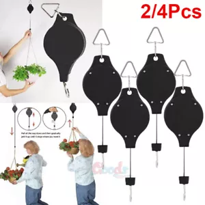 2/4pcs Retractable Plant Pulley Set - Adjustable Hook for Hanging Baskets & Pot - Picture 1 of 18