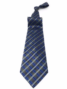 Kenneth Cole New York Herren Krawatten Kariert Blau Grau Gold Schimmer Handgefertigt Seide - Bild 1 von 6