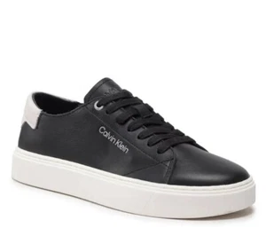 CALVIN KLEIN Men's NEW IN BOX Black Leather Trainers Shoes US 9 / EU 42 RRP $199 - Picture 1 of 13
