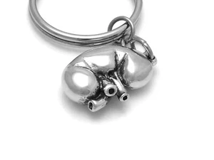 Kidney Keychain, Handmade Organ Human Anatomy Keyring in Pewter - Picture 1 of 6