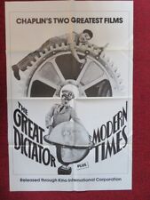 THE GREAT DICTATOR & MODERN TIMES DOUBLE BILL FOLDED US ONE SHEET POSTER 70/80's