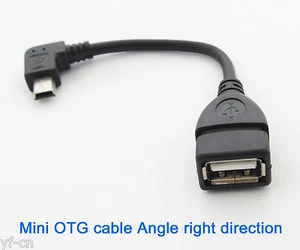 10x Right Angle 90D Host OTG Adapter Cable Mini 5pin USB male to USB 2.0 Female - Picture 1 of 3
