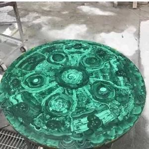 Tavolo soggiorno 30" rotondo malachite pietra preziosa cristallo centro divano decori - Foto 1 di 7