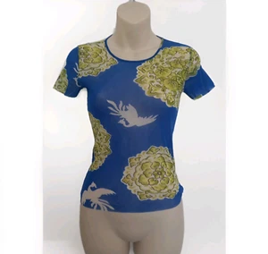 Vintage 90s Designer KENZO JEANS Sheer Stretchy T-shirt Top size M 10 12 14 UK - Picture 1 of 5