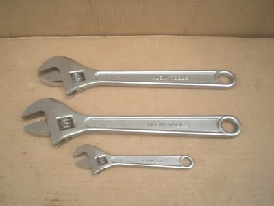 Lot of 2 Klein 12" Adjustable wrenches plus 6" wrench - Image 1 of 4