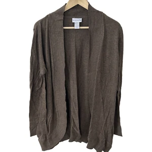 Soft Surroundings Sweater Size 2x Open Front Cardigan Jacket Brown Classic Knit* - Picture 1 of 5