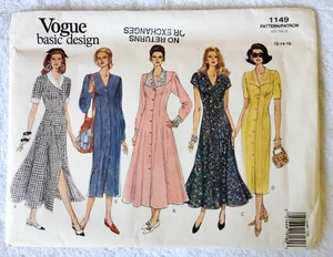 UNCUT Vogue basic design Sewing Pattern 1149 Womens Size 12-16 Dresses Free Ship - Picture 1 of 3