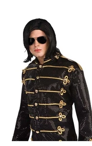 MICHAEL JACKSON ADULTO REY DEL POP DISFRAZ PELUCA Y GAFAS VESTIDO ELEGANTE - Imagen 1 de 2