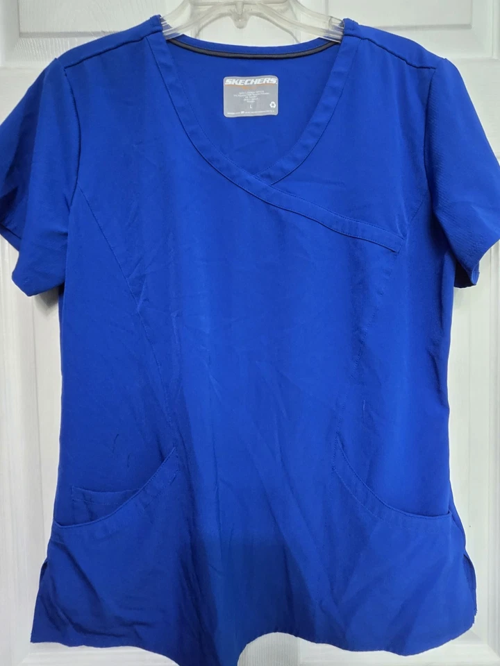 Skechers Scrubs Scrub Top size L-Royal Blue V-Neck -Chest 22.5"/L 27" - Image 1 of 4