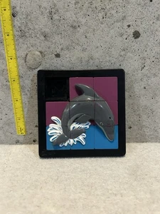 1993 3-D DaMert Company Puzzle Rare Dolphin Vintage Black Blue Purple White 4"x4 - Picture 1 of 4