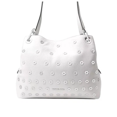 Bolso de Hombro Hobo Michael Kors Cuero Blanco Plateado Floral Bristol Raven Tachonado Foto 1 de 4