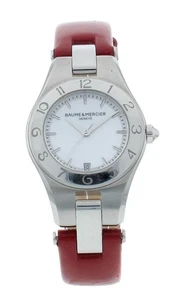 Baume & Mercier Linea White MOP Dial Red Strap Quartz 27mm Ladies Watch M0A10116 - Picture 1 of 7