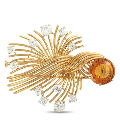 Broche Chaumet de oro amarillo de 18 quilates con diamantes y citrino de 2,0 quilates CH28-1121225 Foto 1 de 4