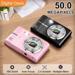 Digital Camera with 32GB Card 50MP 1080P 2.4” Screen 8X Zoom Anti-Shake Pink New - Picture 1 of 10