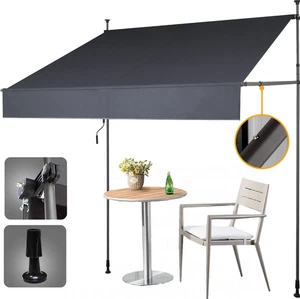 Klemm Markise Balkon Terasse ohne Bohren 2,5 Meter UV & Regenschutz Dunkelgrau - Bild 1 von 8