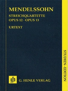 Study Score Mendelssohn String Quartets Op 12 & 13 Music Henle Urtext 7x10 Book - Picture 1 of 1