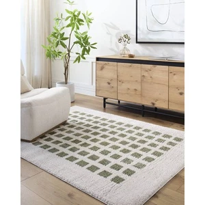 Alfombra de área lavable verde hierba moderna Noam - Imagen 1 de 12