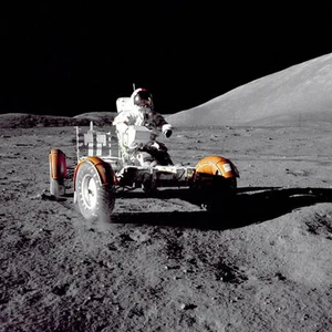 Driving the Moon Rover 22x30 Art Print of NASA Astronaut Hand Numbered Edition - Picture 1 of 1