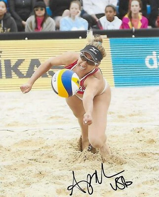 Foto firmada por April Ross 8x10 certificado de autenticidad prueba jugador olímpico de voleibol de Estados Unidos autografiada Foto 1 de 2