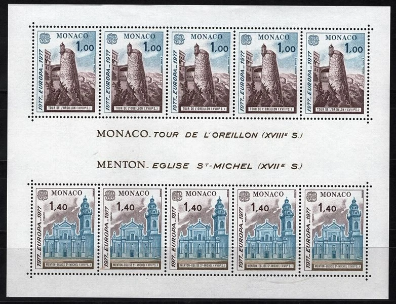 Monaco 1977 Europa Cept art architecture miniature sheet MNH** - Image 1 of 1