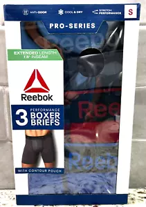 Reebok Mens Pro Series Performance Boxer Briefs 3 Pack Extended Length Size 3XL - Picture 1 of 2