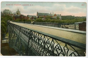 Antigua postal Albany, NY Hank Street viaducto dividido sin publicar - Imagen 1 de 2