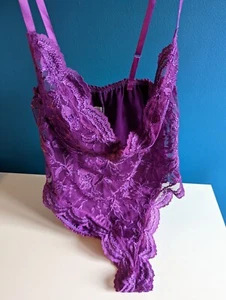 Vintage Teddy Designs By Faris 1980s RARE SATIN & LACE Size LARGE WOW HTF SEXY - Picture 1 of 12