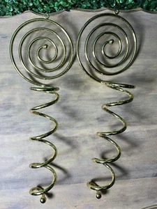 Vintage Set of 2 Gold Brass Spiral Candlestick Wall Sconces MCM - Picture 1 of 5
