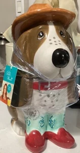 Pioneer Woman Ree Drummond Cowboy Boots Charlie Dog Basset Hound Cookie Jar NEW - Picture 1 of 1