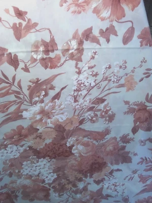 Vintage Joan Kessler for Concord Dusty Rose Floral Ivory Cotton Fabric~2 Yards - Image 1 of 4