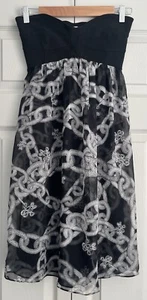 Diane Von Furstenberg “Asti” Silk Strapless Dress Black Chain Pattern Size 2 - Picture 1 of 12