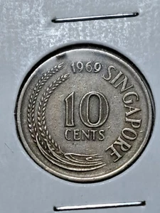 1969 SINGAPORE 10 CENTS COIN WP153 - Picture 1 of 2
