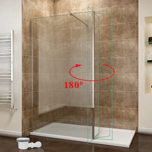 Nano Glass Walk In Shower Enclosure Room and Tray&Waste Flipper Panel Cubicle - Picture 1 of 18