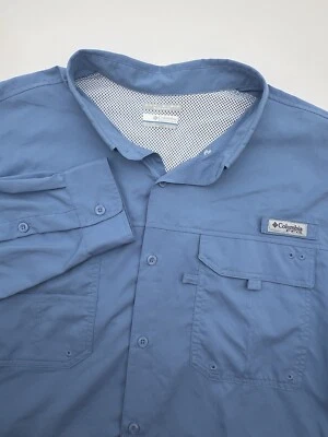 Camisa de Pesca Columbia Para Hombres PFG XXL Azul Omni Shield Blood 'N Guts Manga Larga Foto 1 de 4