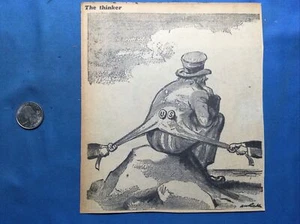Boceto cómico de la Segunda Guerra Mundial Segunda Guerra Mundial ORIGINAL de papel de periódico - EL TÍO PENSADOR SAM - Imagen 1 de 4