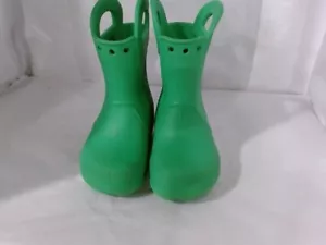UsedVeryGood_Crocs Unisex-Child Handle It Rain Boots, Gr_Grass Green_Sz9 Toddler - Picture 1 of 5