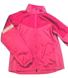 Nike Girl Pink Windbreaker Running Jacket Nylon Mesh Vent Reflective M 10 12 - Picture 1 of 5
