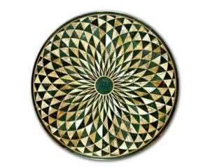 24" Green Marble Mosaic Marquetry MOP Stone Center Sofa Coffee & Garden Tabletop - Picture 1 of 8