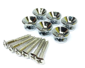 (3 pairs) Economy Chrome Strap Buttons for Fender® Strat/Tele/Bass ESBF-3C - Picture 1 of 1