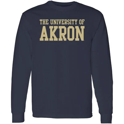 Akron Zips Basic Block Licensed Mens Long Sleeve T-Shirt - Navy - Image 1 of 4
