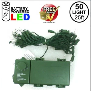 50 LED Warm White Multi-Color Lights Battery Operated Christmas Lights Timer #48 - Picture 1 of 10