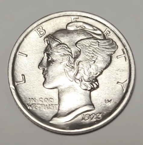 1923 10C FB Mercury Dime - Blast White BU  *Full Bands* Cover