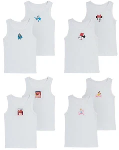 2 Pack Character Vests Boys Girls Multipack Camisoles Vest Tops Cotton Underwear - Picture 1 of 16