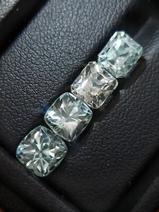 4 green Kunzite gemstones - faceted natural Spodumene 10.20 CTS - Picture 1 of 10