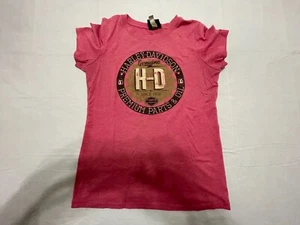 Harley Davidson Women's T Shirt Medium Pink Premium parts Plainfield IN M -551 - Picture 1 of 4