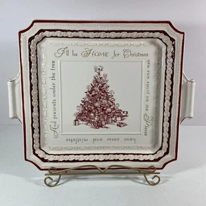 Grasslands Road Platter 16.5" with Stand Embossed Home for Christmas Tree Red - Picture 1 of 16
