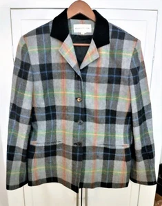 VTG Evan Picone Plaid Lamb's Wool Blazer/Jacket With Velvet Collar Sz 14 EUC - Picture 1 of 5